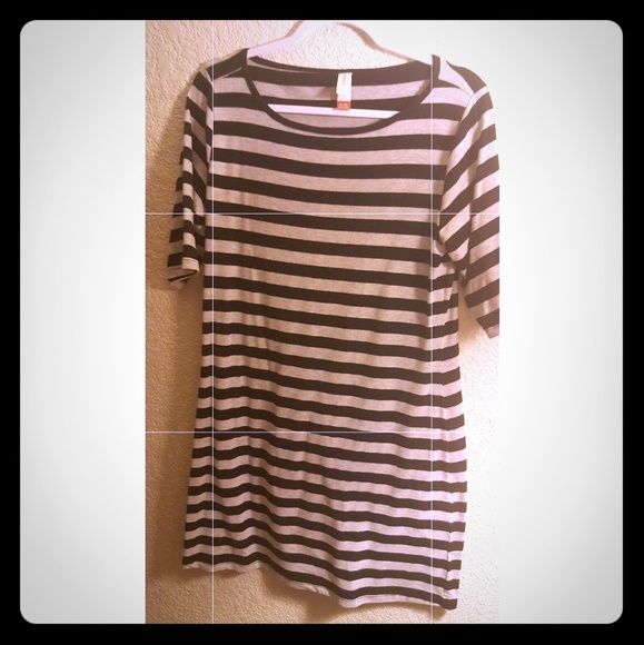 Light grey and black stripped shirt dress . - Picture 1 of 2